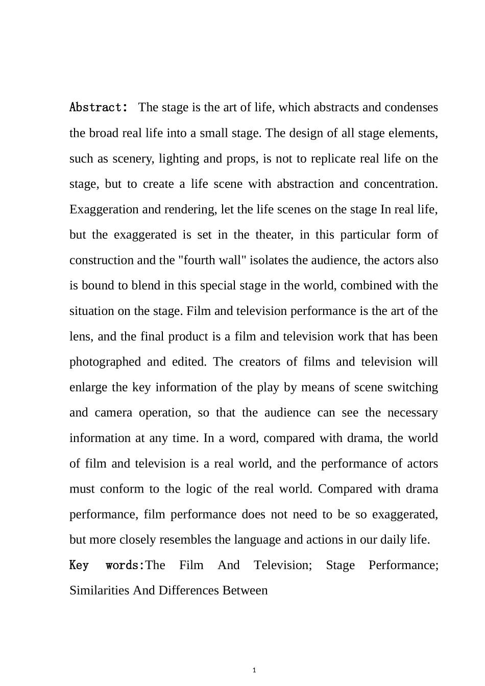 关于影视和舞台表演异同的浅析的文献综述  影视编导专业_第2页