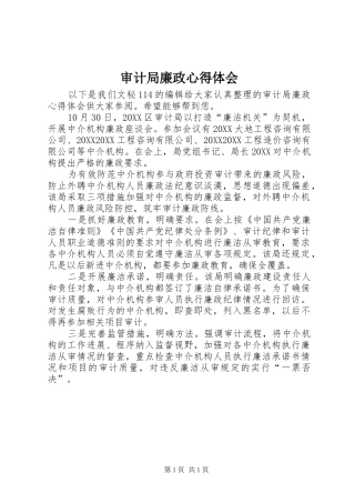 2024年审计局廉政心得体会