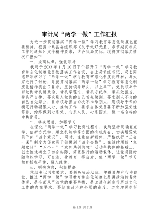 2024年审计局两学一做工作汇报