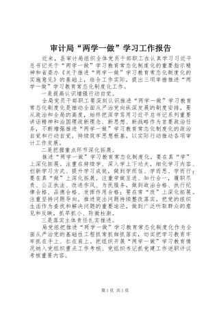 2024年审计局两学一做学习工作报告