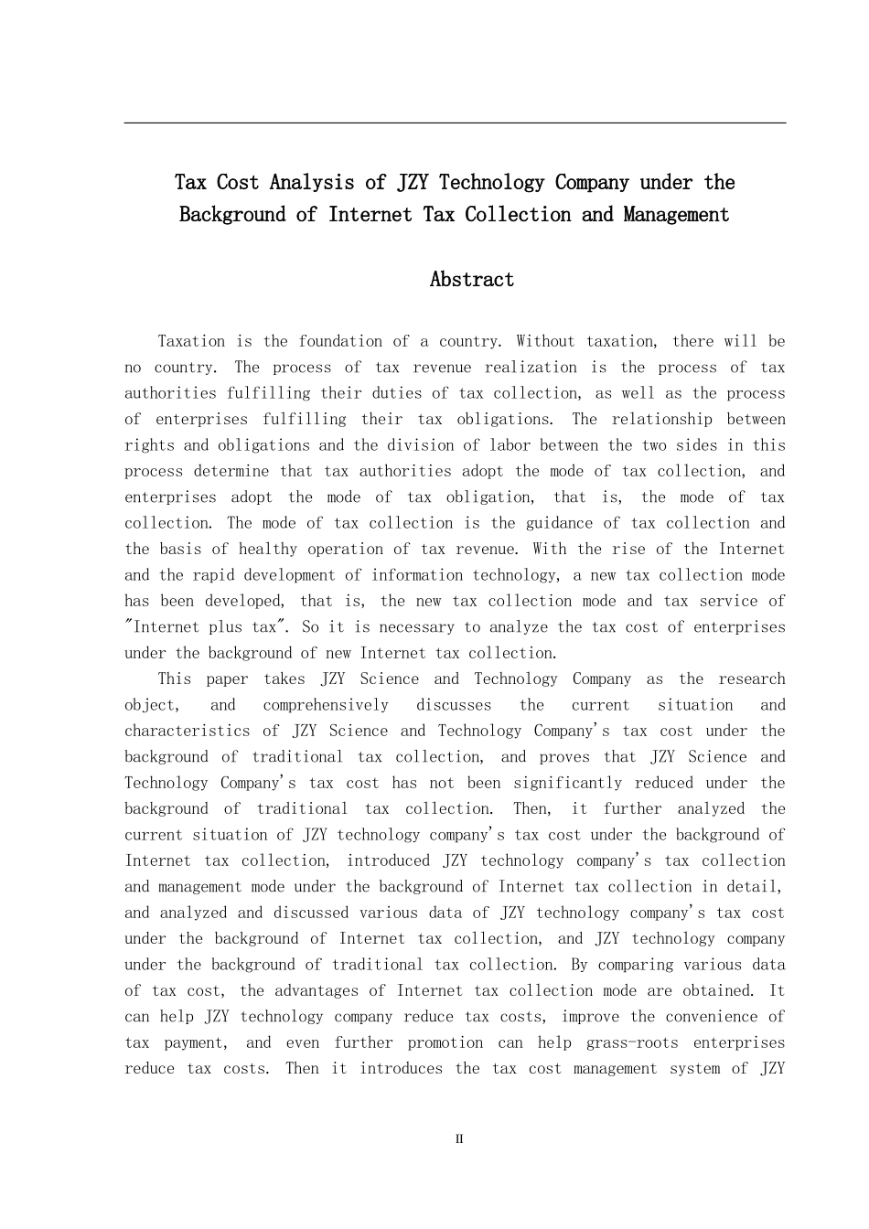 互联网税收征纳背景下JZY科技公司的税收成本分析  税务管理专业_第2页