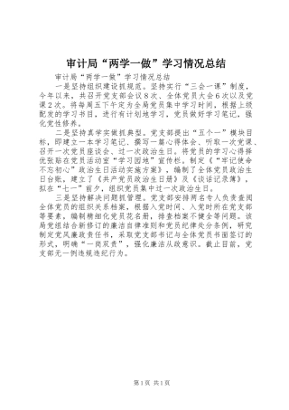 2024年审计局两学一做学习情况总结