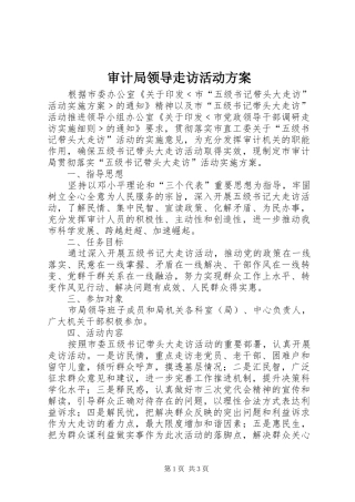 2024年审计局领导走访活动方案