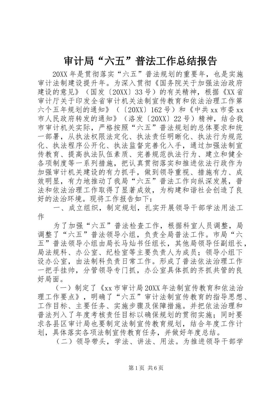 2024年审计局六五普法工作总结报告_第1页