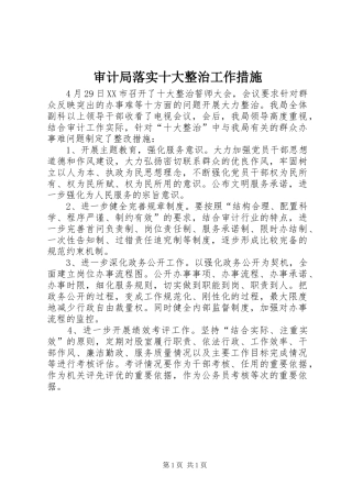 2024年审计局落实十大整治工作措施