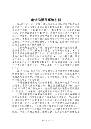 2024年审计局模范事迹材料