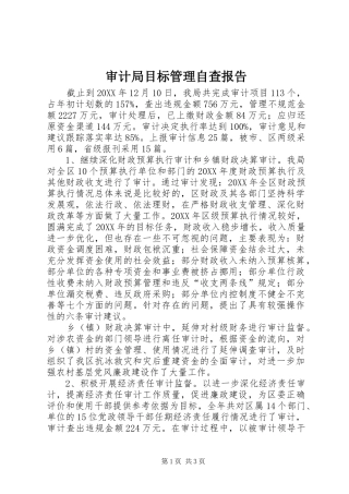 2024年审计局目标管理自查报告