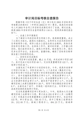2024年审计局目标考核自查报告