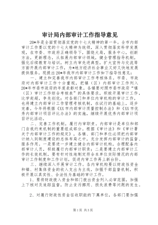 2024年审计局内部审计工作指导意见