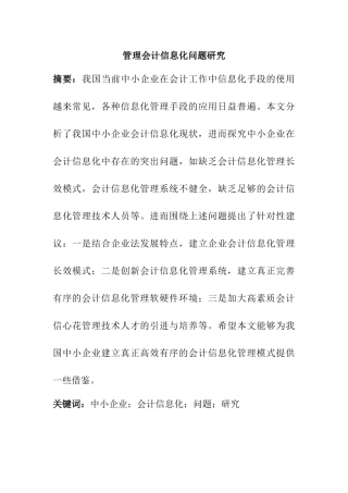 管理会计信息化问题研究  计算机专业