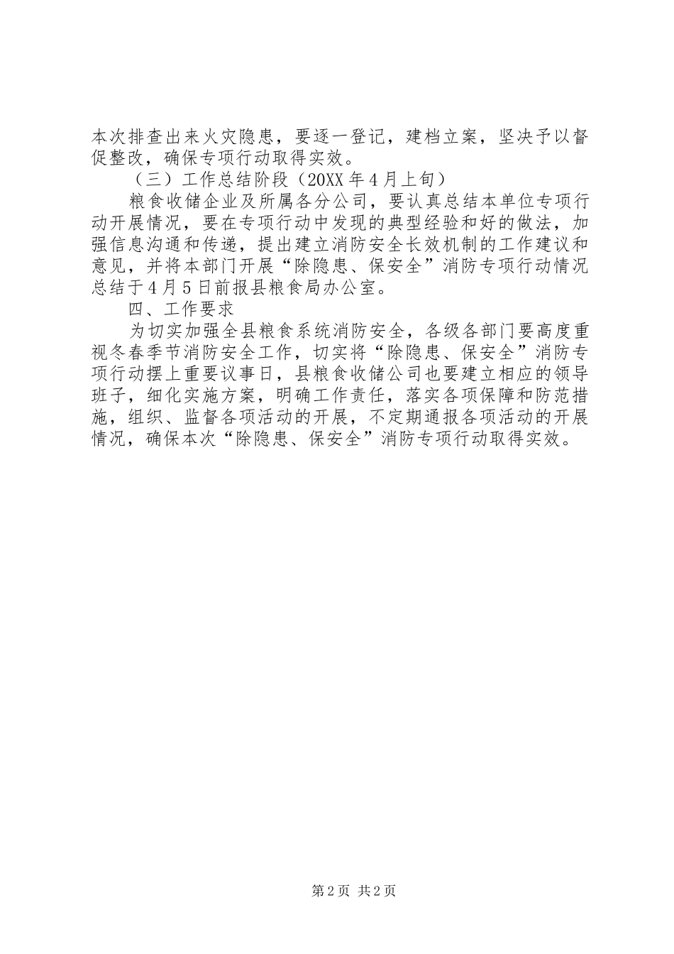 2024年粮食局消防专项行动方案_第2页