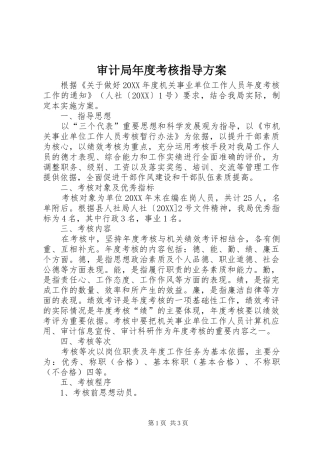 2024年审计局年度考核指导方案