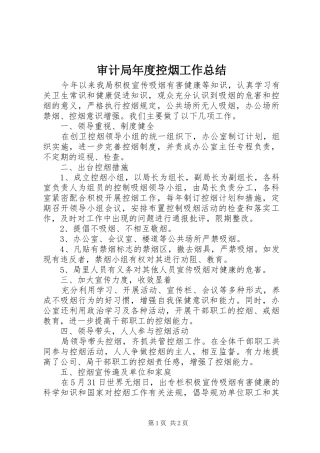 2024年审计局年度控烟工作总结