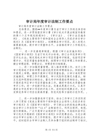 2024年审计局年度审计法制工作要点