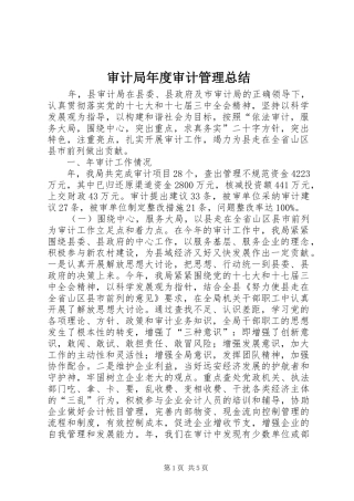 2024年审计局年度审计管理总结