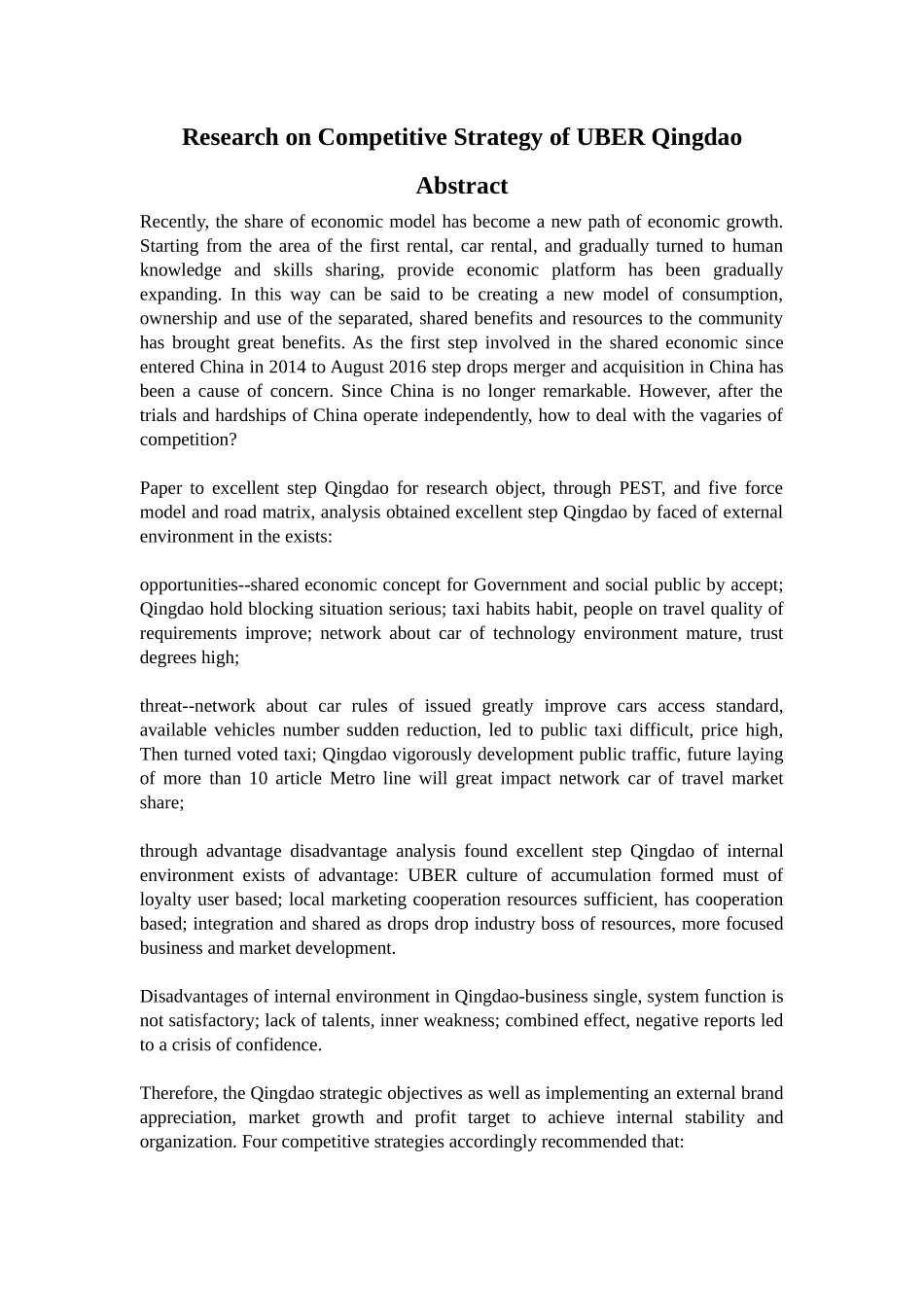 优步青岛公司竞争战略分析研究  工商管理专业_第3页