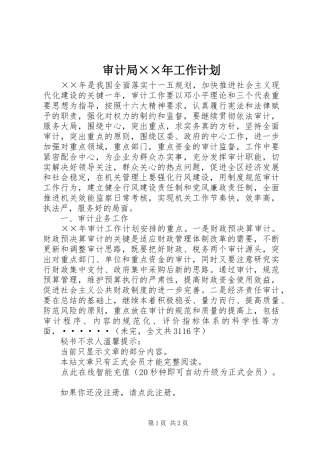 2024年审计局年工作计划