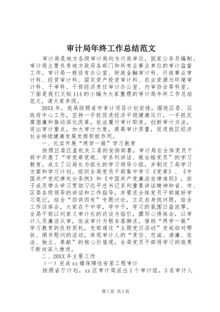 2024年审计局年终工作总结范文