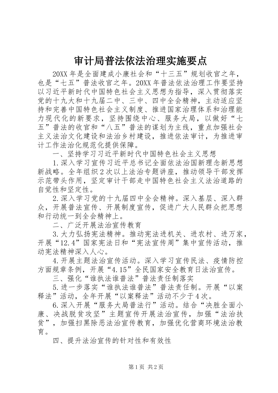 2024年审计局普法依法治理实施要点_第1页