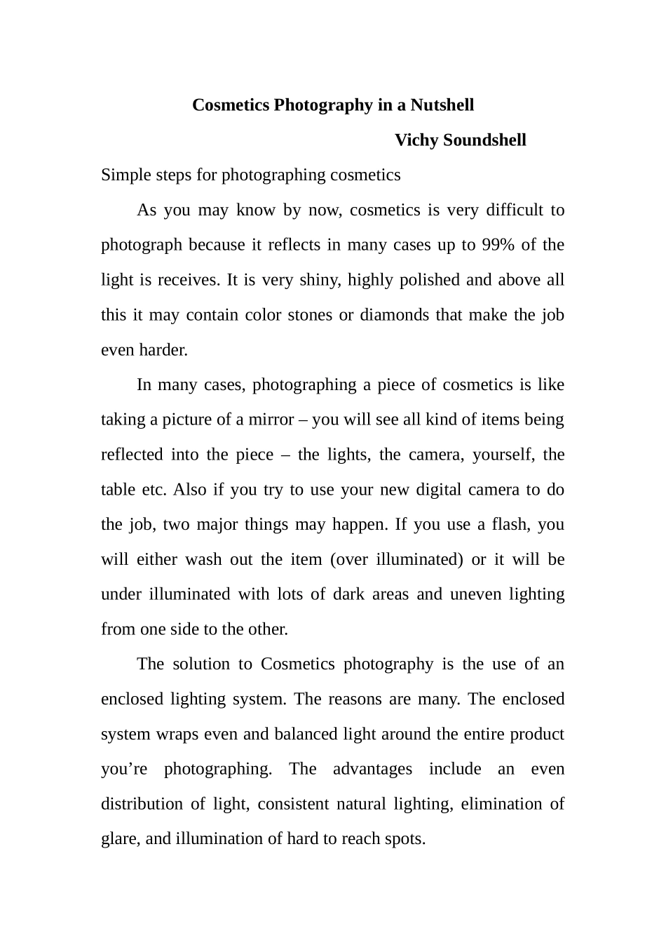 化妆品商业摄影的拍摄技巧研究   摄影艺术专业_第1页