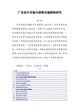 广东省乡村振兴战略实施策略研究  行政管理专业
