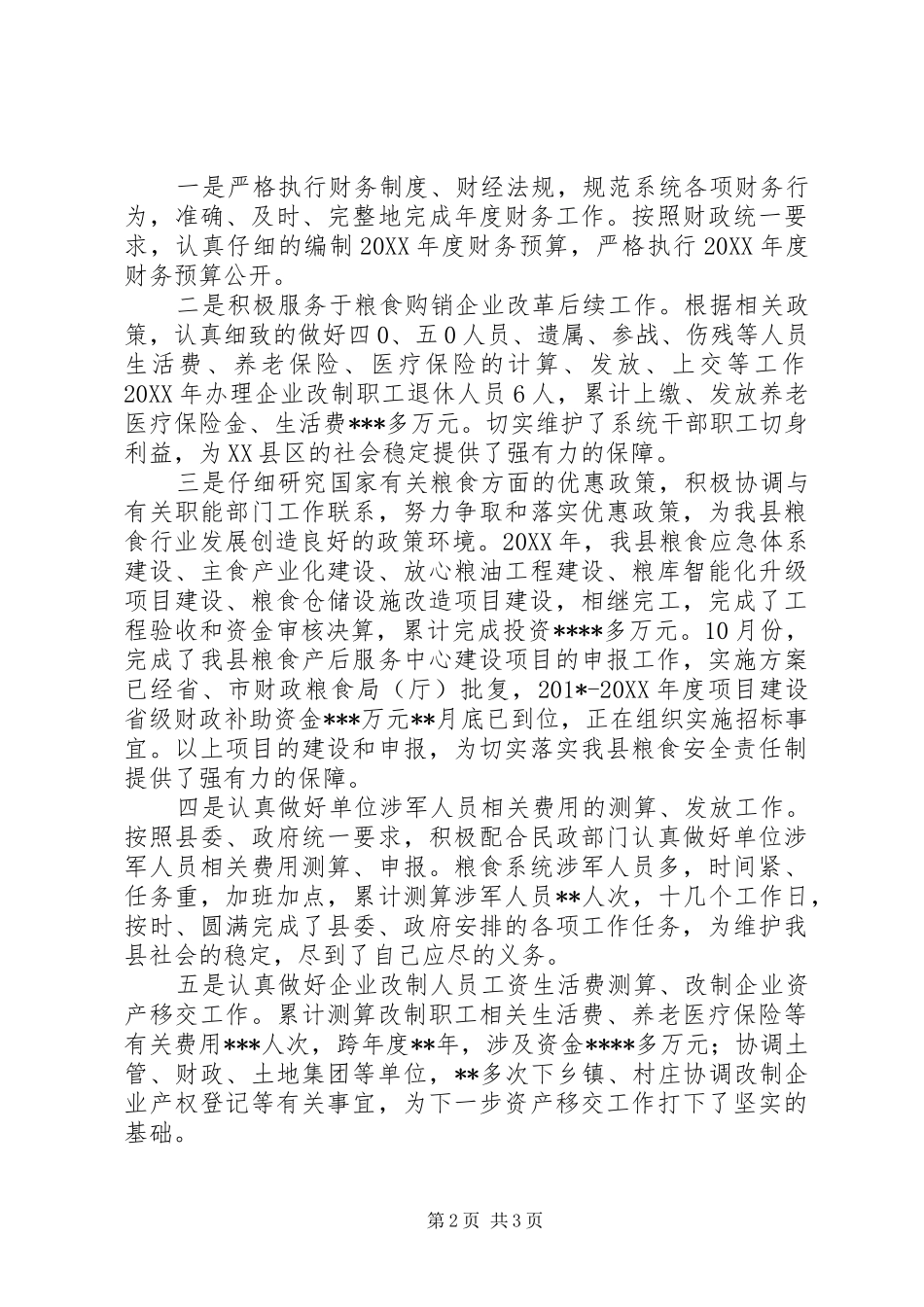 2024年粮食局账务个人工作总结_第2页