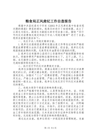 2024年粮食局正风肃纪工作自查报告