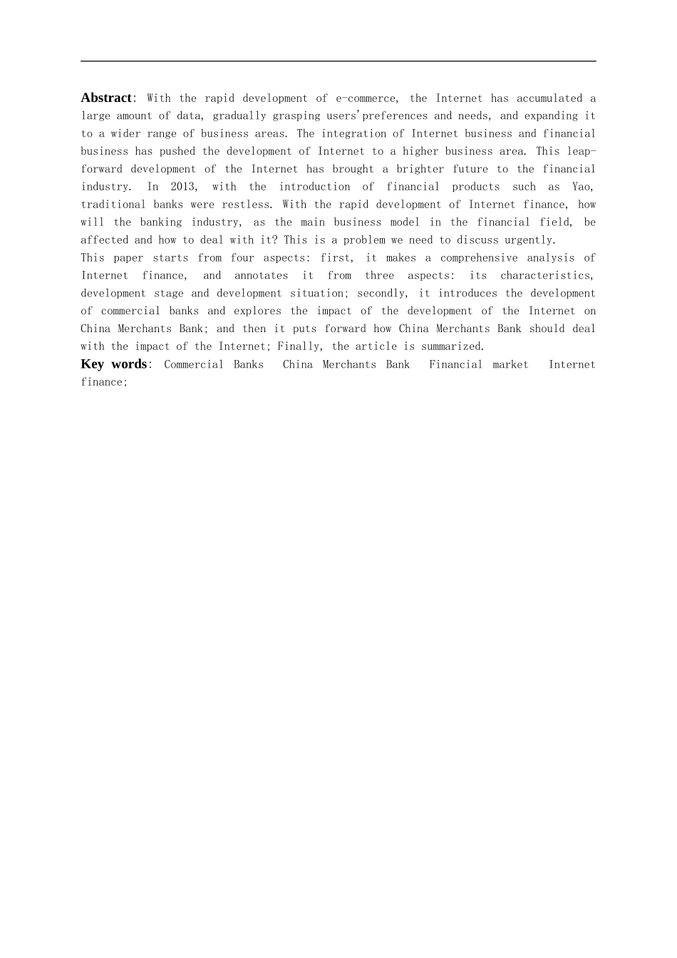 财务管理专业 互联网金融对商业银行的影响研究_第3页