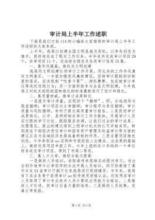2024年审计局上半年工作述职