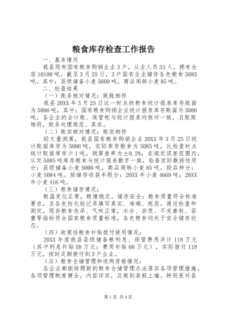 2024年粮食库存检查工作报告