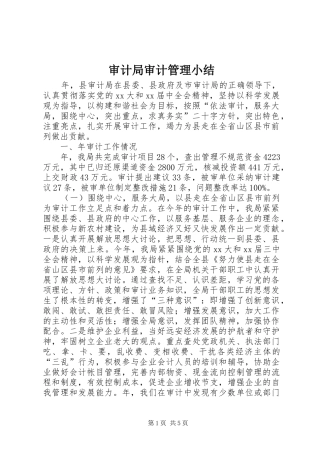 2024年审计局审计管理小结