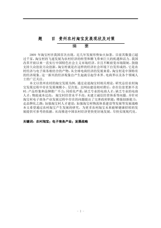 贵州农村淘宝发展现状及对策建议  电子商务工商管理专业
