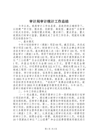 2024年审计局审计统计工作总结