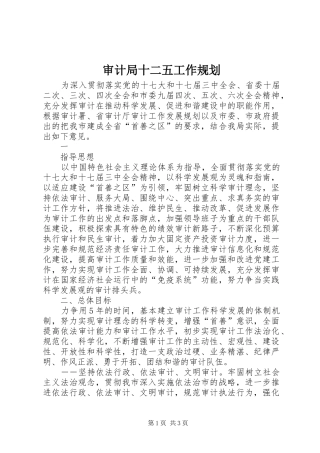 2024年审计局十二五工作规划