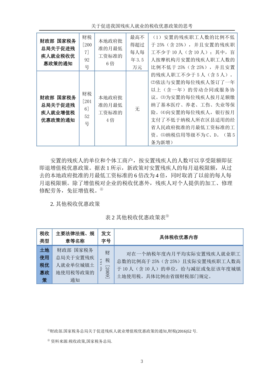 关于促进我国残疾人就业的税收优惠政策的思考  税务管理专业_第3页