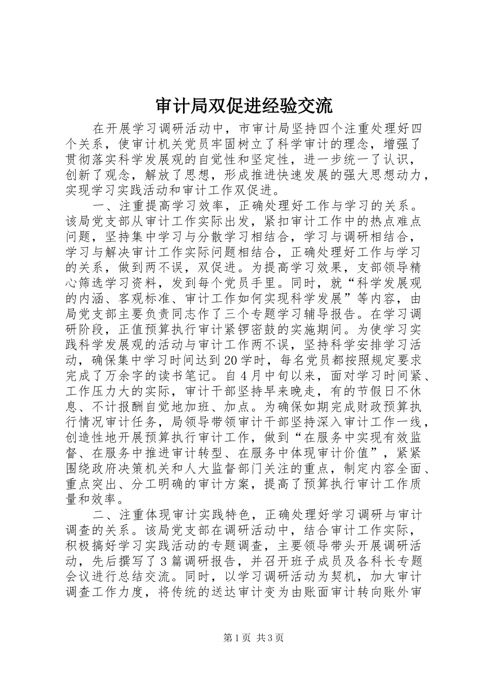 2024年审计局双促进经验交流_第1页