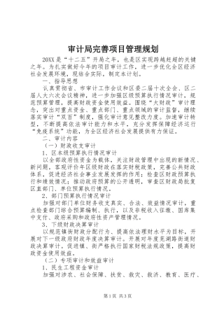 2024年审计局完善项目管理规划