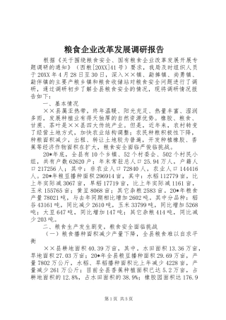 2024年粮食企业改革发展调研报告