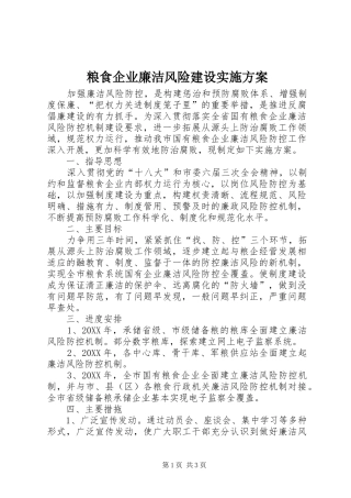 2024年粮食企业廉洁风险建设实施方案