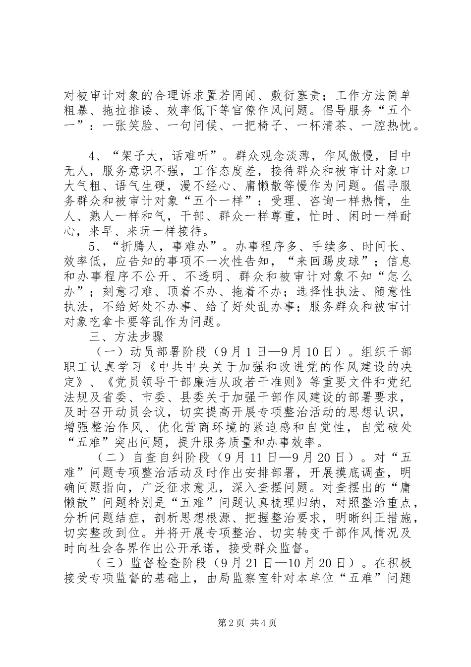 2024年审计局五难问题专项整治方案_第2页