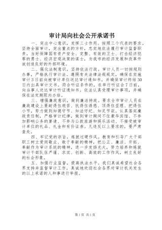 2024年审计局向社会公开承诺书
