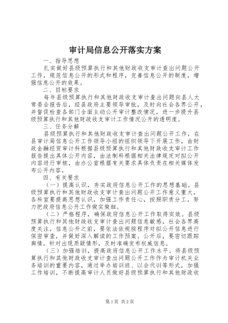 2024年审计局信息公开落实方案