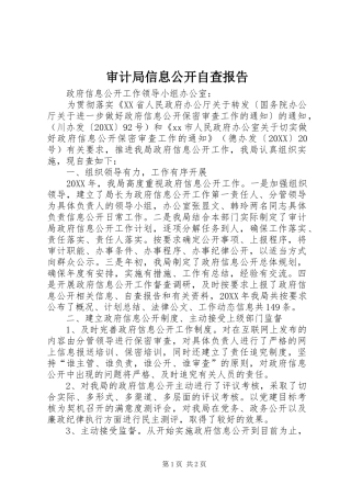 2024年审计局信息公开自查报告