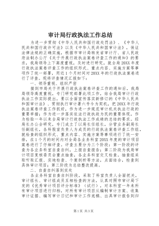 2024年审计局行政执法工作总结