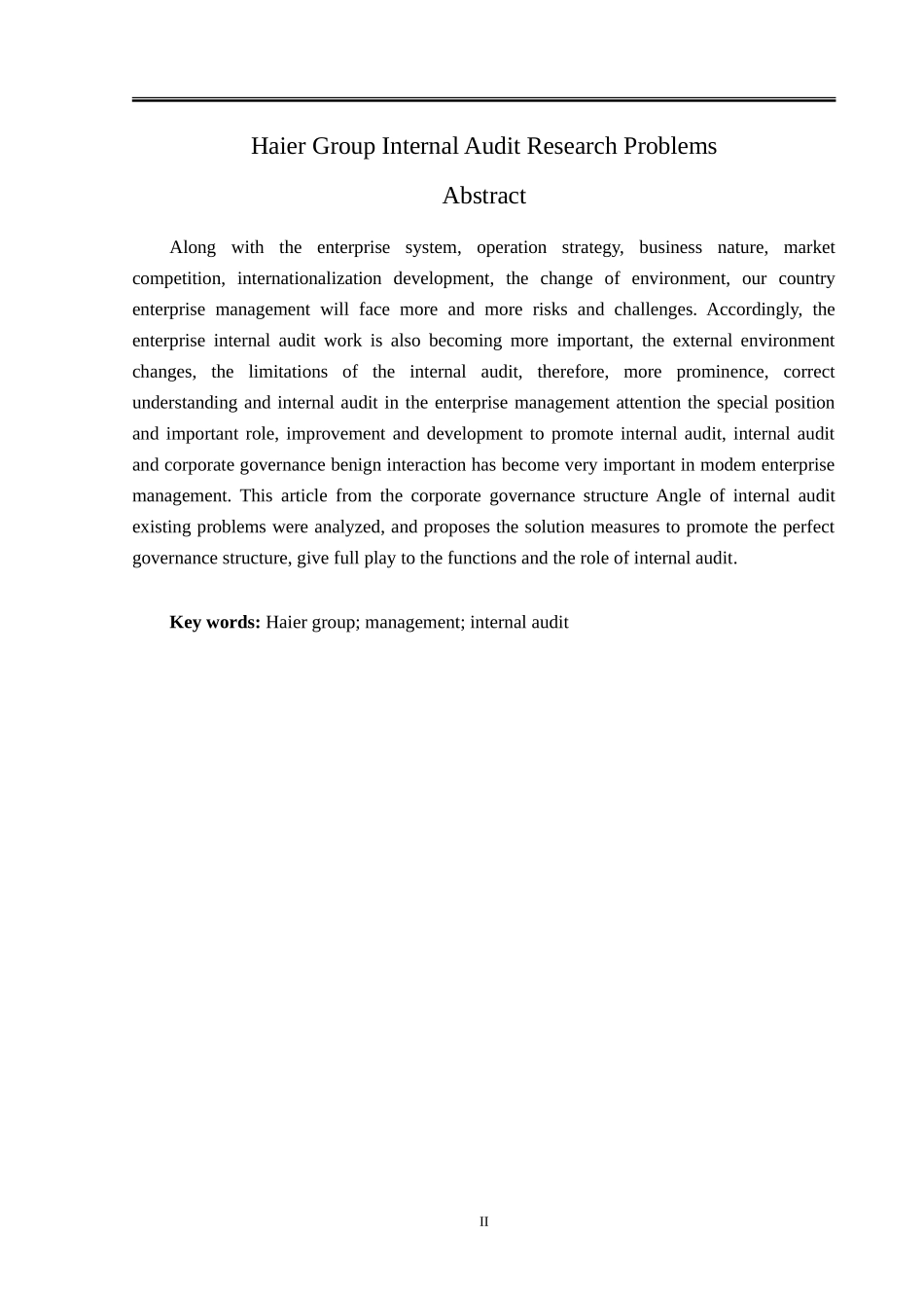 海尔集团内部审计问题研究  会计学专业_第2页