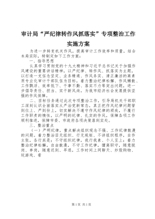 2024年审计局严纪律转作风抓落实专项整治工作实施方案