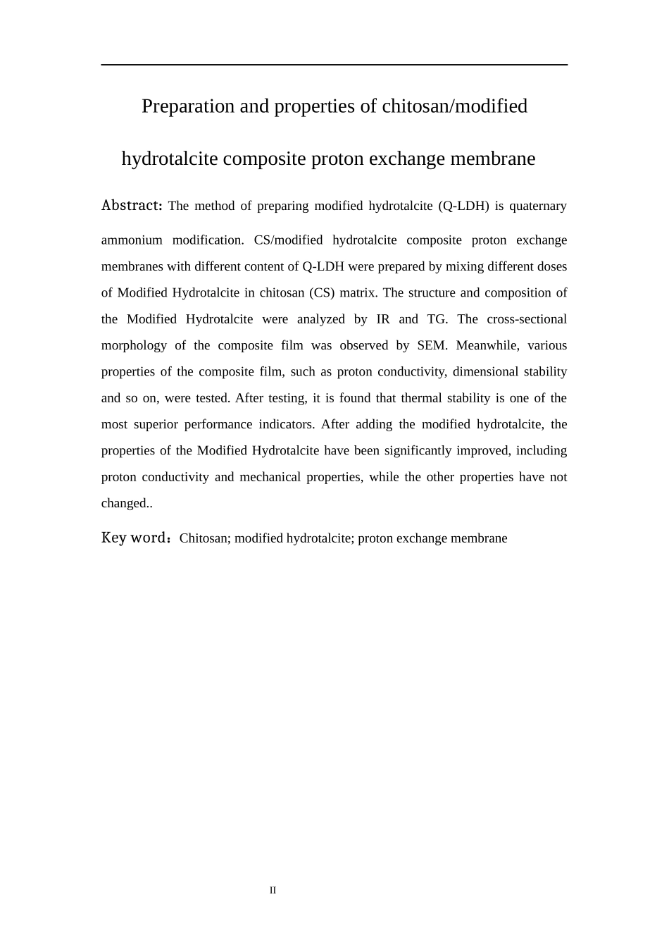 壳聚糖改性水滑石复合质子交换膜的制备及性能  材料学专业_第2页