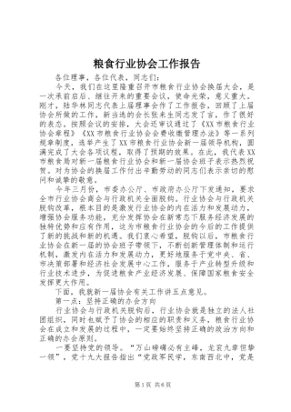 2024年粮食行业协会工作报告