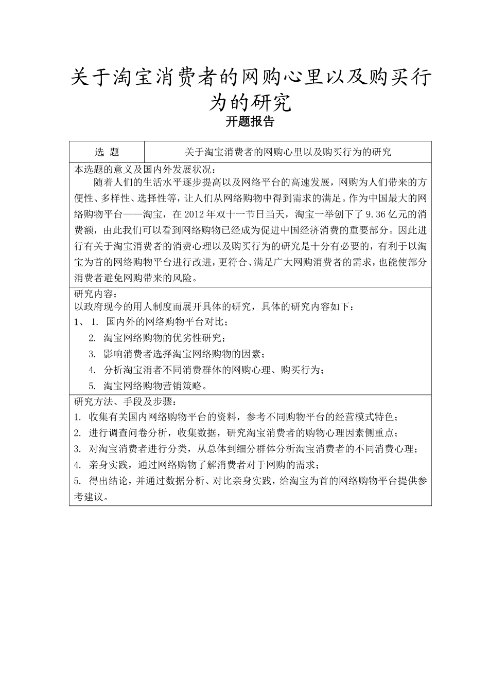 关于淘宝消费者的网购心里以及购买行为的研究  心理学专业_第1页