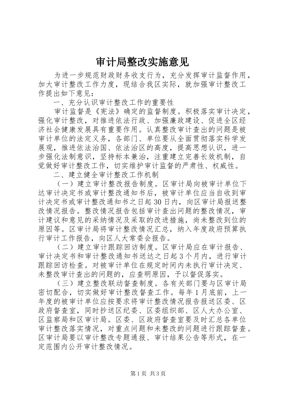 2024年审计局整改实施意见_第1页